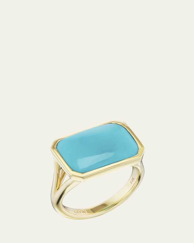 14K Yellow Gold Turquoise Cabochon Joni Ring